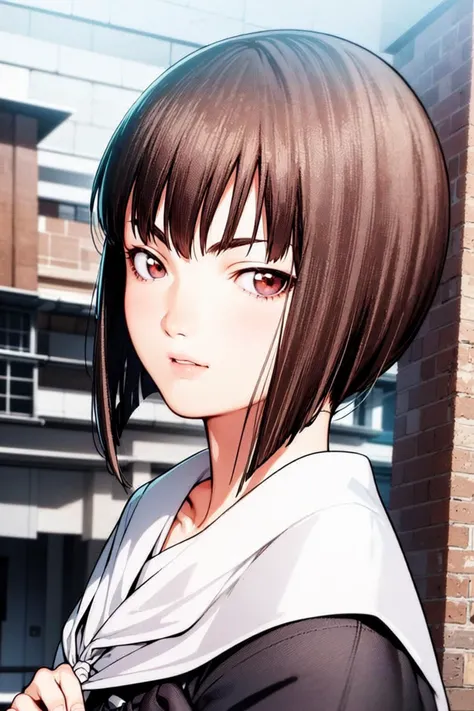 <lora:0013Aikuno:1>,ikuno,brown hair,black eyes,school_uniform,solo,