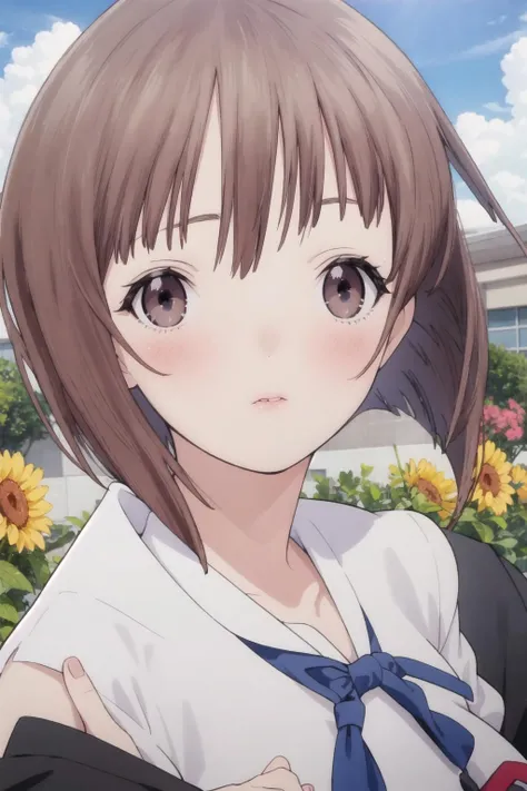 <lora:0013Aikuno:1>,ikuno,brown hair,black eyes,school_uniform,solo,