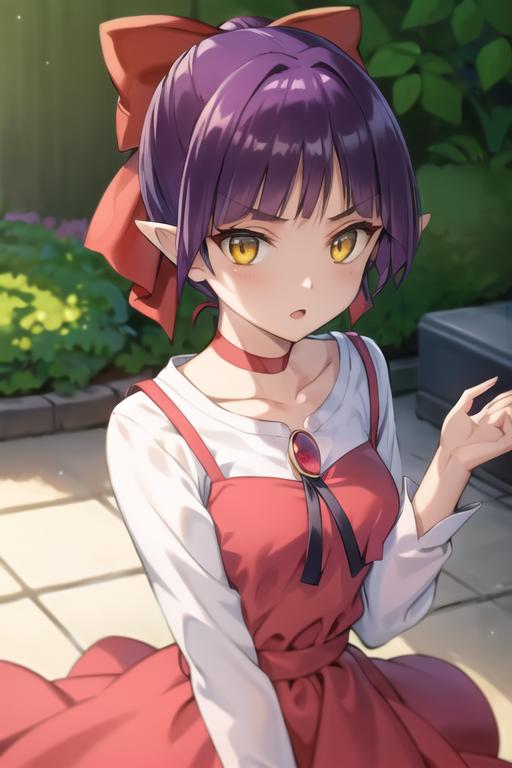 Anime girl in a red dress with a red bow on her head - SeaArt AI