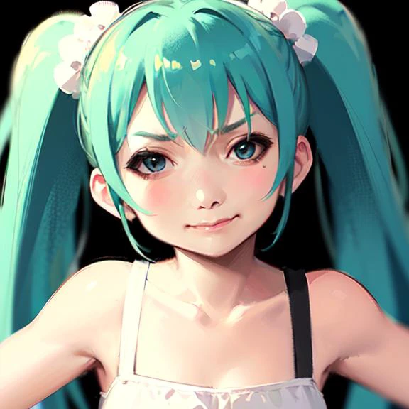 ((masterpiece, best_quality, High-resolution, anime, )),
((1girl, solo, <lora:longtu-000016:0.7:MIDD>, longtu face, bang, frown, )), (miku, blue twintails, long twintails, smile, ),