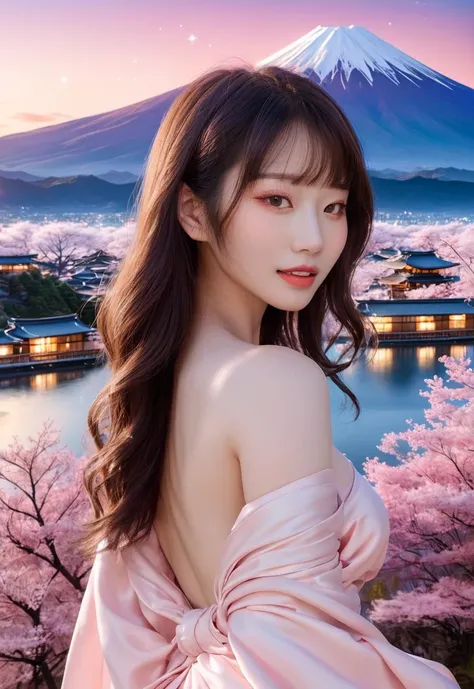 ethereal fantasy concept art of 1girl,(blush:1.3),
<lora:Saika_SDXL_2_reg_:1> saika,<lora:DetailedEyes_V3:1>,
eyes_focus,
(print_kimono worn in winter:1.3),looking_at_viewer,the background is mount fuji and kyoto cityscape and lake,milky way sky,(cowboy_shot:1.3),(in winter:1.2),<lora:nswf_last:-2>, . magnificent, celestial, ethereal, painterly, epic, majestic, magical, fantasy art, cover art, dreamy
