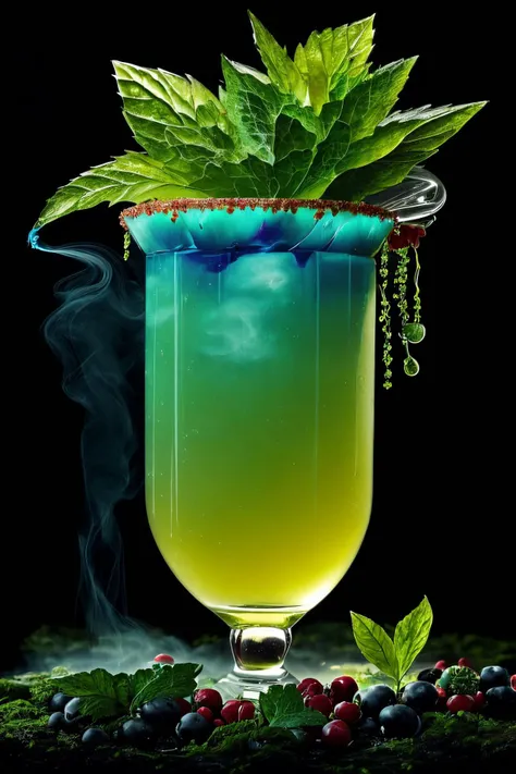 (biophylltech cocktail:1.4), (volumetric fog:1.3), biophylltech background
ADDCOMM
<lora:style-biophylltech:1> product advertisement, style of kim keever, (back lighting, fluorescence:1.4), funky cold medina, this brother told me a secret on how to get more chicks, put a little medina in your glass, and the girls'll come real quick, it's better than any alcohol or aphrodisiac, a couple of sips of this love potion, and she'll be on your lap, (symmetry:1.5), (masterpiece, best quality, 16k, 8k, ultra highres, absurdres, highres:1.2), (extremely detailed, highly detailed, intricate details:1.2)
ADDBASE
(blue flame, fire, flamb:1.5), (blue:1.2) cocktail
ADDROW
(green:1.4) cocktail, (berries:1.2), (moss:1.1), (dew drop:1.2), polished wood
