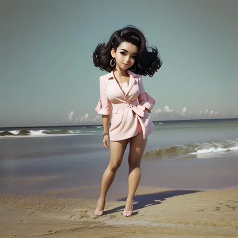 beautiful woman posing on an empty beach, full body shot <lora:k0d4chrom3:1>