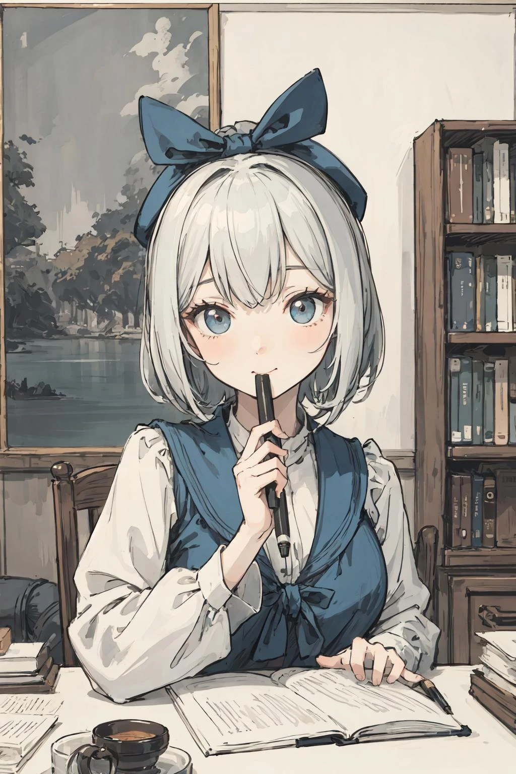 (masterpiece, best quality:1.4),upper body,1girl,blouse styles2,blue theme,fudepen \(medium\),hair in mouth,amphibian eyes,c:,first-person view
Negative prompt: (EasyNegative), (bad-hands-5), verybadimagenegative_v1.3, (worst quality, low quality:1.2), (missing fingers, missing hands, missing legs:1.4) ,(malformed hands, malformed fingers, malformed legs:1.4), (poorly drawn hands, poorly drawn face), (text, signature, watermark, username),nsfw,(extra limbs, extra fingers, extra hands, extra legs:1.4), (mutate fingers, mutated hands, mutated legs:1.4),
Steps: 22, Sampler: DPM++ 2M Karras, CFG scale: 4, Seed: 2821660999, Size: 512x768,