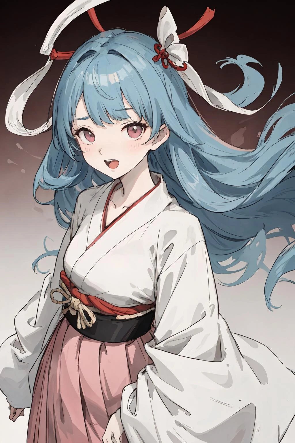 (masterpiece, best quality:1.4),upper body,1girl,collared_shirt and flared_skirt as material2,anime coloring,ukiyo-e,blue hair,pink eyes,open mouth,from above
Negative prompt: (worst quality, low quality:1.4), (zombie, sketch, interlocked fingers, comic),nsfw,
Steps: 22, Sampler: DPM++ 2M Karras, CFG scale: 4, Seed: 3682529033, Size: 512x768,