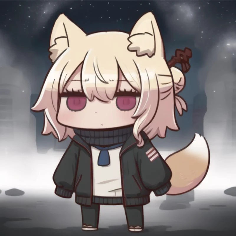 <lora:fgo_aprilfool:1>,1girl,chibi,april fools <lora:kemomimi:1>kemomimi, 1girl, fox ears, blonde hair, hair between eyes,single hair bun,