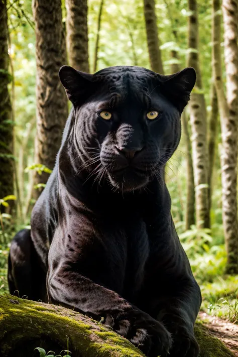 <lora:Actual_Black_Panther-34:0.6> black panther, sitting, full body, animal focus, looking at viewer,cat, tribal campsite, animal skin tents, lean-tos, cooking pots on campfires, animal pelts |moonlit grove, ancient trees with twisted roots, glowing mushrooms, ethereal mist, high contrast, sharp focus, masterpiece, best quality, highly detailed, HDR, highest quality, highres, sharp focus, 8k, 16k, skin pores, dynamic lights, realistic shadows, best shading, award winning masterpiece
