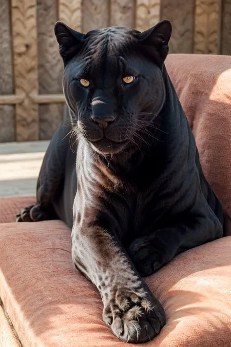 <lora:Actual_Black_Panther-34:0.6> black panther, sitting, full body, animal focus,cat, on a fluffy couch, rainbow cushions, high contrast, sharp focus, masterpiece, best quality, highly detailed, HDR, highest quality, highres, sharp focus, 8k, 16k, skin pores, dynamic lights, realistic shadows, best shading, award winning masterpiece