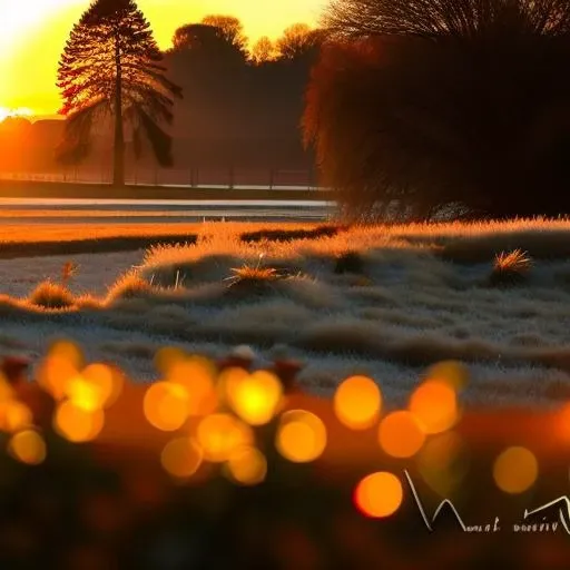 Autumn, sunset, November, frost, field <lyco:November:1.0>
