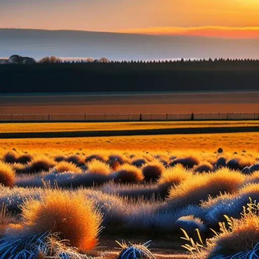 Autumn, sunset, November, frost, field   <lyco:November:1.0>