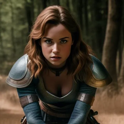 (( female figther)) in chainmail, film grain, photographed with a Sony a9 II Mirrorless Camera, ultra high res, (photorealistic:1.4), real human skin, 1girl, European girl,in armor ,blush, blue eyes, wavy hair, cleavage, collarbone, downblouse, extended downblouse, hanging breasts, looking at viewer, no bra, shoulder length hair, ((solo:1.1)), slim, nip slip,  ((leaning forward:1.1)),braless, at a battlefield,  <lora:epi_noiseoffset_v2:1> <lora:extendedDownblouse_v10:1>