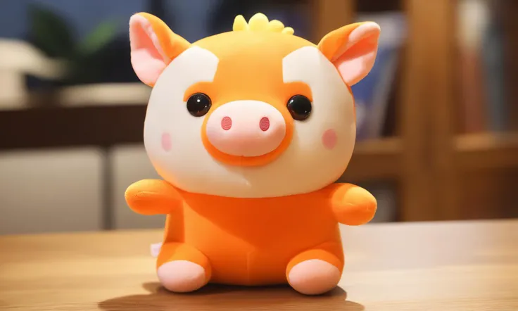 <lora:plushstuffedcd_xl-000006:0.8>,a (plushstuffedcd_xl,plush stuffed toy:1.2) boar,orange theme,standing on a table,chinese zodiac,solo,in office,long-focus,tilt-shift,miniature,cute and lovely,still life,from front,looking at viewer,no humans, emotional,harmonious,high budget,moody,epic,gorgeous,perfect lighting,realistic,photorealistic,photographic,photo (medium),real,moody lighting,volumetric lighting,reality ray tracing,8K,HDR,UHD,masterpiece,best quality,highly detailed,high resolution,finely detail,extremely detailed,ultra detailed,wallpaper