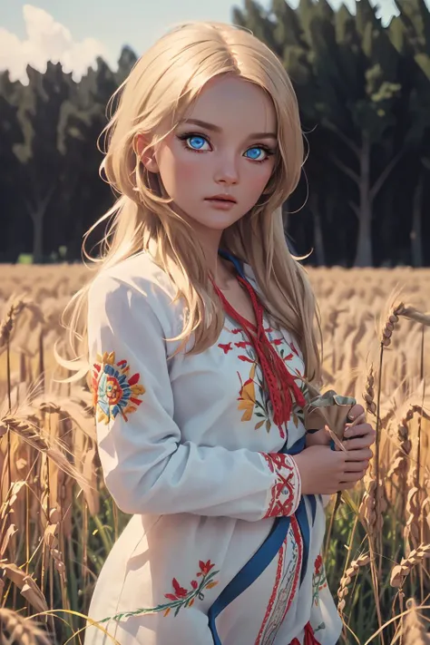 professional photo of of bb, Embroidery, russia, red blue yellow, intricate, detailed, detailed skin, detailed eyes, photo made with Canon EOS, volumetric light, wheat field, popular on artstation, popular on deviantart, popular on flicker, <lora:Embroidery:0.6> ,<lora:barbarabouchet_SD15_v02-000006:0.9>