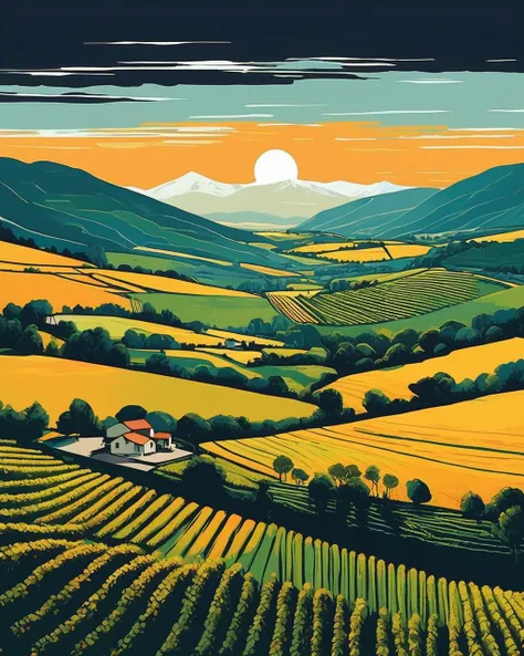 (( Landscape Photography, Natural Environment, Wide Angle Lens, Scenic View Fields, Farmland, Vineyards, Mountains )), art by Laura Callaghan , art by Gabriel Picolo , art by Simon Arizpe , art by Henn Kim