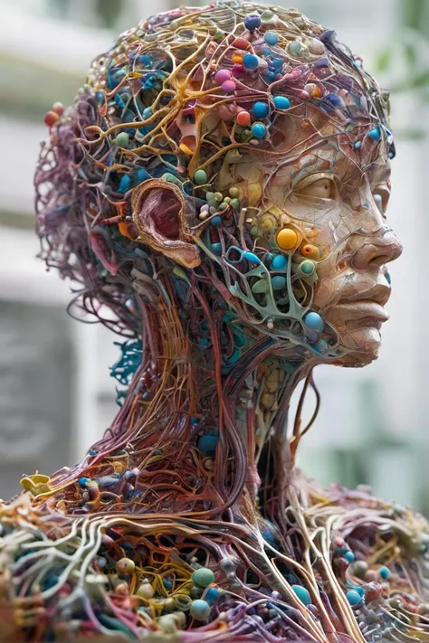(Beautiful, Wonderful, intricate), (a superb Environmental sculpture of a Neural network organism), (Colorful, Realistic, High quality, Highly detailed, Sharp focus, 8K UHD, Art photography, trending on artstation)