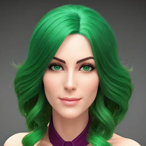 3d render:1.6, Digital model:1.0, Lifelike visualization:0.9, Computer-generated imagery:1.1, Caroline from Stardew Valley game:1.8, Friendly villager:1.0, Warm-hearted mother:0.9, Kind-hearted homemaker:1.2, green hair:1.6, Vibrant emerald locks:1.2, Verdant tresses:0.9, Bright leafy mane:1.0 by Shinji Aramaki