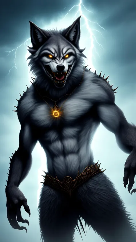 (death wolf) best quality, ultra high res, solo，detailed eyes, volumetric lighting, amazing, finely detail, , black cloak , white fur, red eyes, black sclera, bright pupils, bright atmosphere, beefy, sexy, show black nipples, Bar in background, nightclub, shirtless, Black penis, cover with cum, Jerk off