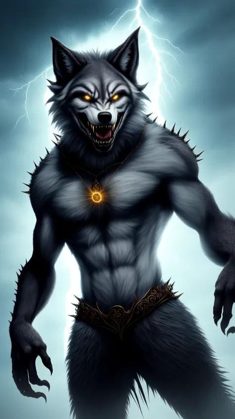 (werewolf:1.2), snow, snowing, (ice), icicles, frozen, chilling, chilled, ominous, horror, creepy, tall, wearing body armor made of human bones, (skull:0.9), (ribcage:1.2), piercings, fur details, fur pattern, (lightning strike), (lightning), storm, cloudy sky, backlighting, forest, nighttime, mist, fog, full moon, detailed claws, glowing, ominous aura Halo, jewelry, necklace, gold chains, (gold spikes), (fangs), smile, snarl, punk, wild hair, masterpiece, best quality, intricate detail, absurdres, chromatic aberration, depth of field, professional photography, soft lighting, tone mapped, highly detailed, sharp focus, dramatic lighting, intricate details, cinematic, 8K, incredible shadows, realistic, (highly detailed background:1.0)