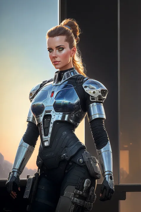 ((oil painting)) of ((tough but attractive female modern military with with cybernetic limbs part cyborg in black and olive green on patrol)), ((glowing cybernetic eyes)), (black and green cinematic, dynamic pose, fine details, reflections, 8k, ((dark shot)), soft volumetric lights, (backlit:1.3), (photorealistic), (Style-Glass), hdr, antialiased, 8k, (((syd mead))), sharp details, ((masterpiece)), (painterly), (good anatomy), (good proportions), (good composition), (dramapaint),