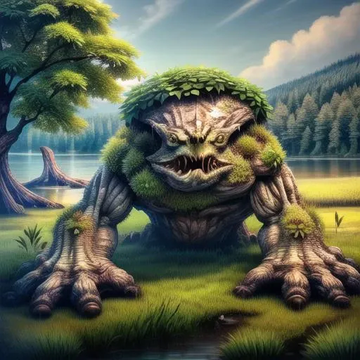 masterpiece, best quality, detailed, soft dim lighting, <lora:add_detail:1.0> add_detail, grass field, lake,
<lora:pantasa, tree, plant, monster:1.0> pantasa, tree, plant, (monster:1.2),