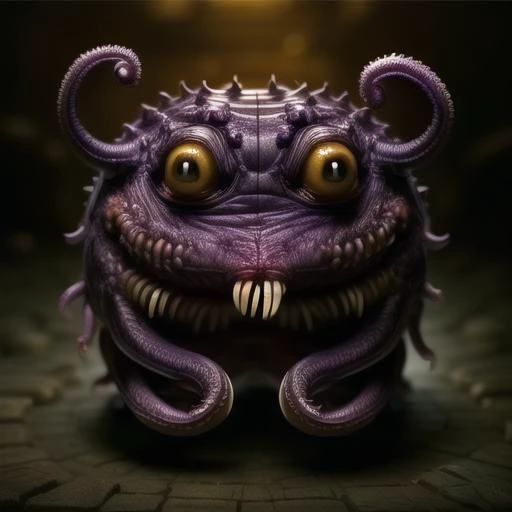 masterpiece, best quality, detailed, soft dim lighting, <lora:add_detail:1.0> add_detail, realistic,
ancient palace ruins, <lora:beholder:0.9> beholder, teeth, monster, extra eyes, tentacles, purple, (from behind, open anus:1.3),