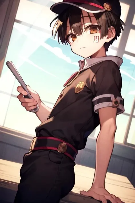 masterpiece, best quality, illustration, 1boy, solo, male focus, looking at viewer, , , , , <lora:hanako-kun:0.72>, hanako-kun, black hair, brown eyes, , shirt, , ,