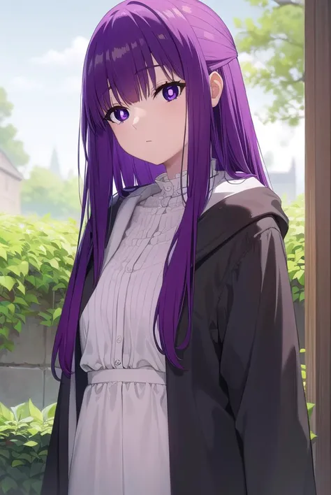 fern, <lora:fernv2-lora-nochekaiser:1>,
fern, long hair, bangs, (purple eyes:1.1), purple hair, sidelocks, blunt bangs, (bright pupils:1.5), half updo,
BREAK shirt, dress, jacket, white shirt, open clothes, hood, white dress, hood down,
BREAK outdoors, sky, nature,
BREAK looking at viewer, (cowboy shot:1.5),
BREAK <lyco:GoodHands-beta2:1>, (masterpiece:1.2), best quality, high resolution, unity 8k wallpaper, (illustration:0.8), (beautiful detailed eyes:1.6), extremely detailed face, perfect lighting, extremely detailed CG, (perfect hands, perfect anatomy),