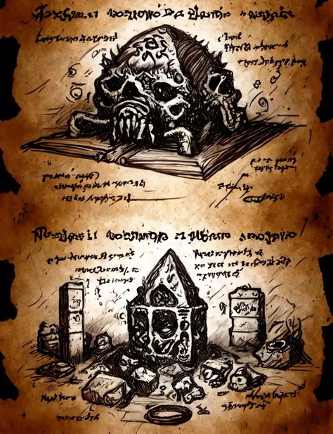 Necronomicon Sketch, sunken crypt,<lora:Necronomicon:0.8>