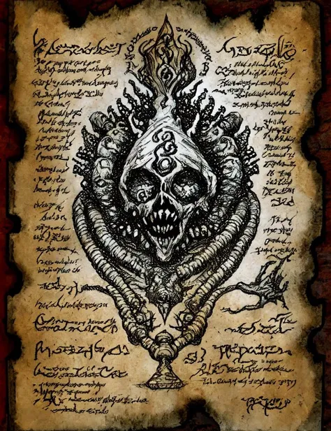 Necronomicon Sketch, elixir of death, <lora:Necronomicon:0.9>