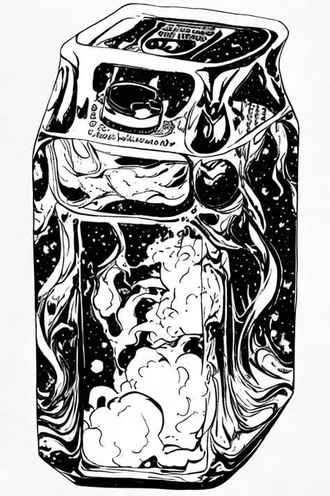 ROCOCO,
a small carton of milk,
Floating in the universe,
A composition with space around it,
HandThickline,
no colour,
<lora:Handthickline-000007:1>,