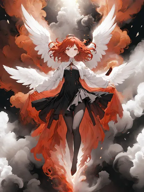 anime artwork (full body shot:1.5), a woman floating in the air, covered with black oil and red paint,surrounded by smoke, liquid, intricate, elegant, highly detailed, centered, digital painting, artstation, concept art, smooth, sharp focus, illustration, by ( ( tom whalen ) ), wlop, mars ravelo, octane  <lora:biblaccurang_lora_sdxl:0.7> biblaccurang, angelic creature, biblically accurate angel, anime style, key visual, vibrant, studio anime,  highly detailed, <lora:LCM_LoRA_Weights:0.7>