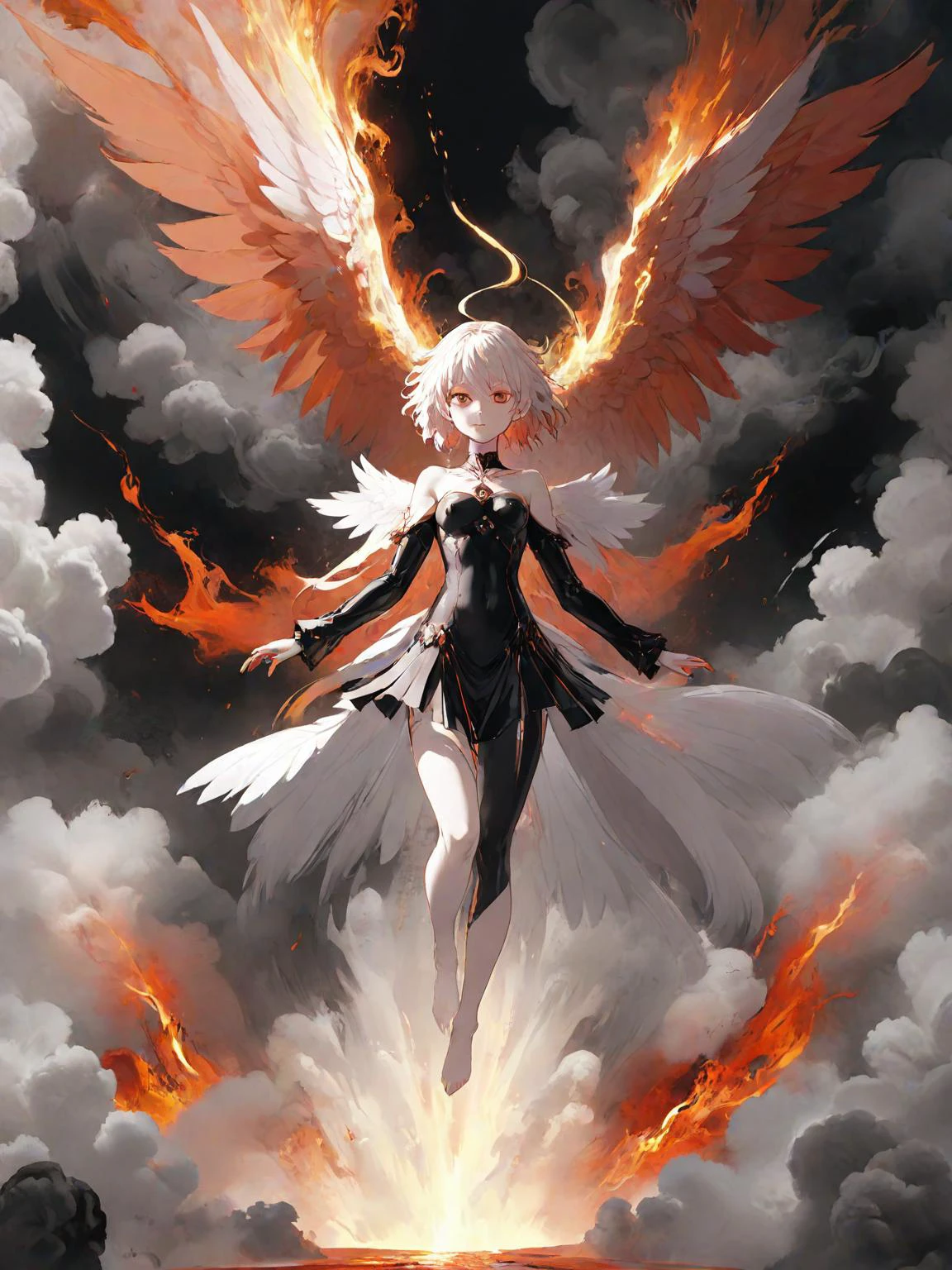 anime artwork (full body shot:1.5), a man floating in the air, covered with black oil and red paint,surrounded by smoke, liquid, intricate, elegant, highly detailed, centered, digital painting, artstation, concept art, smooth, sharp focus, illustration, by ( ( tom whalen ) ), wlop, mars ravelo, octane <lora:biblaccurang_lora_sdxl:0.7> biblaccurang, angelic creature, biblically accurate angel, anime style, key visual, vibrant, studio anime, highly detailed, <lora:LCM_LoRA_Weights:0.7>, back lighting