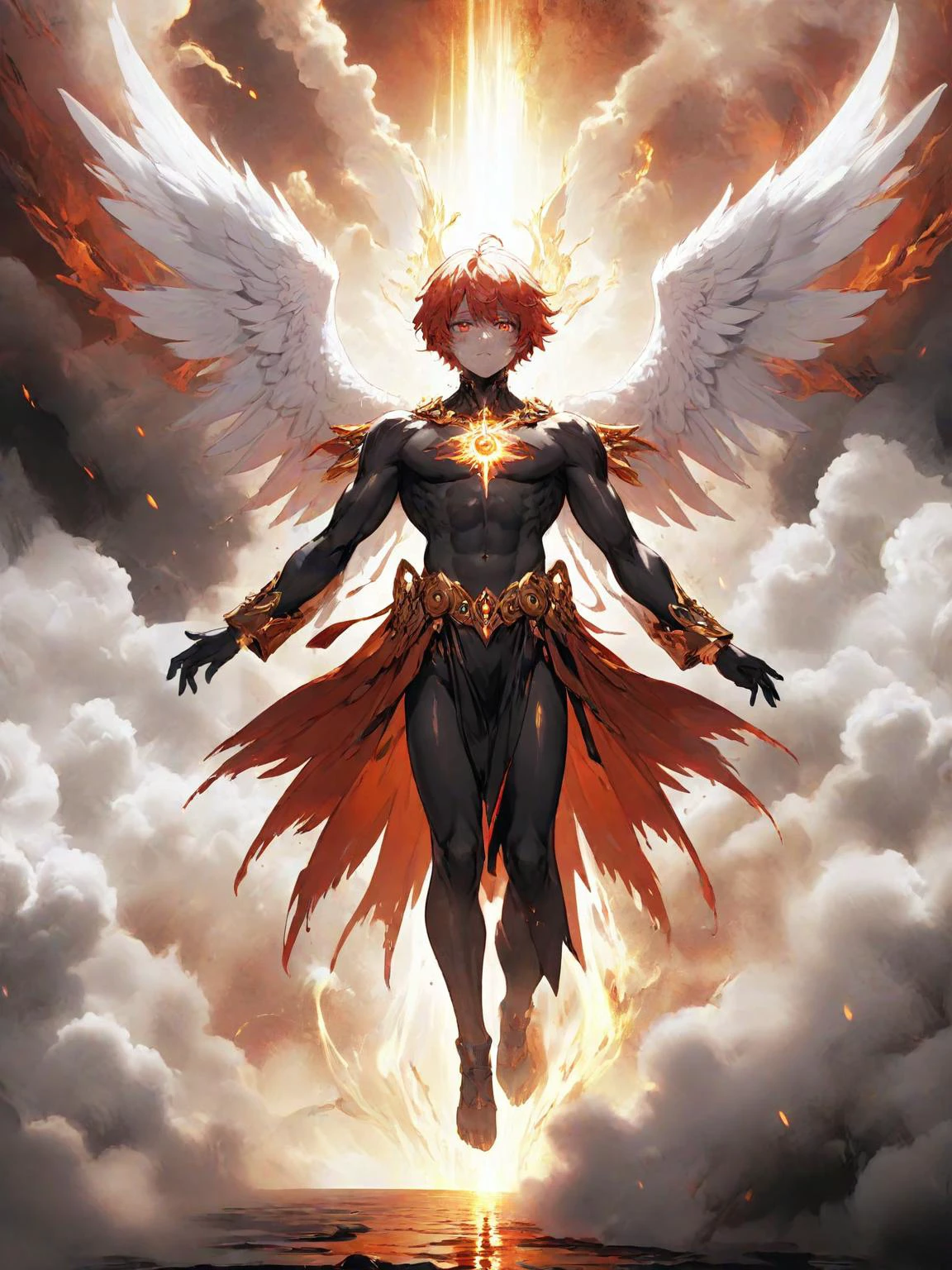 anime artwork (full body shot:1.5), (1boy:1.4) floating in the air, covered with black oil and red paint,surrounded by smoke, liquid, adult, muscular, intricate, elegant, highly detailed, centered, digital painting, artstation, concept art, smooth, sharp focus, illustration, by ( ( tom whalen ) ), wlop, mars ravelo, octane <lora:biblaccurang_lora_sdxl:0.6> biblaccurang, angelic creature, biblically accurate angel <lora:CelestialPunkAIp:0.7> celestialpunkai, s0lar, lun4r, st3llar, anime style, key visual, vibrant, studio anime, highly detailed, <lora:LCM_LoRA_Weights:0.7>, back lighting