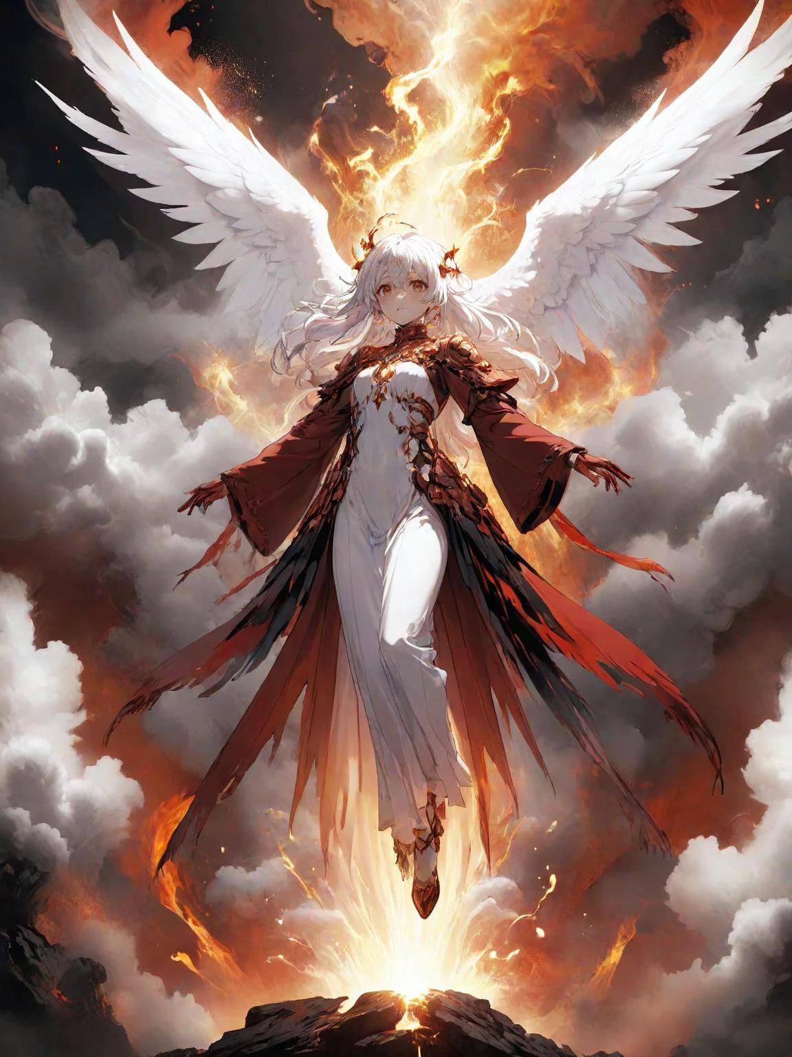 anime artwork (full body shot:1.5), a (man:1.4) floating in the air, covered with black oil and red paint,surrounded by smoke, liquid, intricate, elegant, highly detailed, centered, digital painting, artstation, concept art, smooth, sharp focus, illustration, by ( ( tom whalen ) ), wlop, mars ravelo, octane <lora:biblaccurang_lora_sdxl:0.6> biblaccurang, angelic creature, biblically accurate angel <lora:CelestialPunkAIp:0.7> celestialpunkai, s0lar, lun4r, st3llar, anime style, key visual, vibrant, studio anime, highly detailed, <lora:LCM_LoRA_Weights:0.7>, back lighting