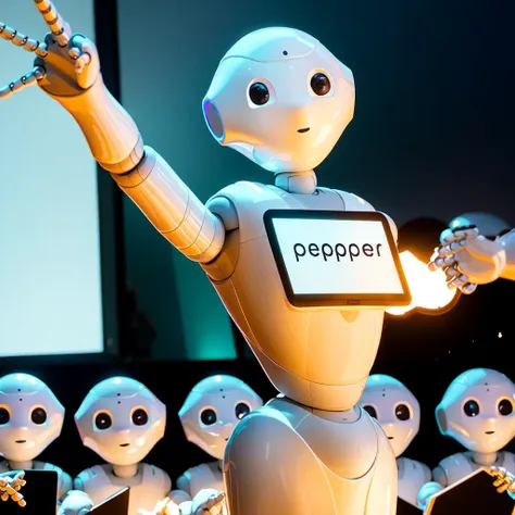 pepperkun , robots, dancing, disco, disco ball,  lighting, audience,  crowd  <lyco:pepperkun-lyco:1>