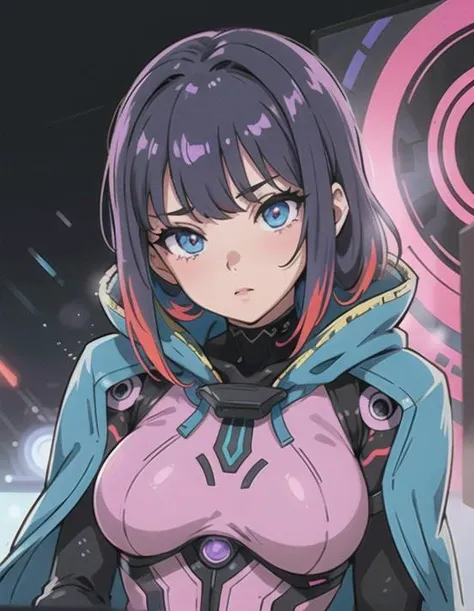1girl,female robot wearing armor bodysuit,cyberpunk scene, neon lights, (multi color robes:1.2) (cloak:1.2),sinister purple mist, <lora:rwby_cinder-10:1>,bright,masterpiece, best quality, hyperdetailed, ultra realistic 8k, photorealistic, hyper realistic, intricate details, (detailed pupils iris 1.3), bloom, dynamic angle,
