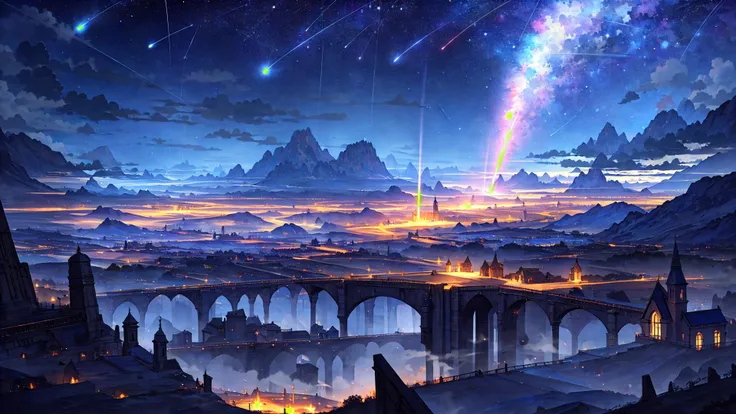 (masterpiece), (extremely intricate), fantasy, (perfect composition:1.4), (4k), high quality, best quality,((detailed face)), ((extremely detailed digital art))
nice atmosphere, night, dark clouds, stars in the sky, shooting stars, landscape, <lora:PAseerV1:0.8>