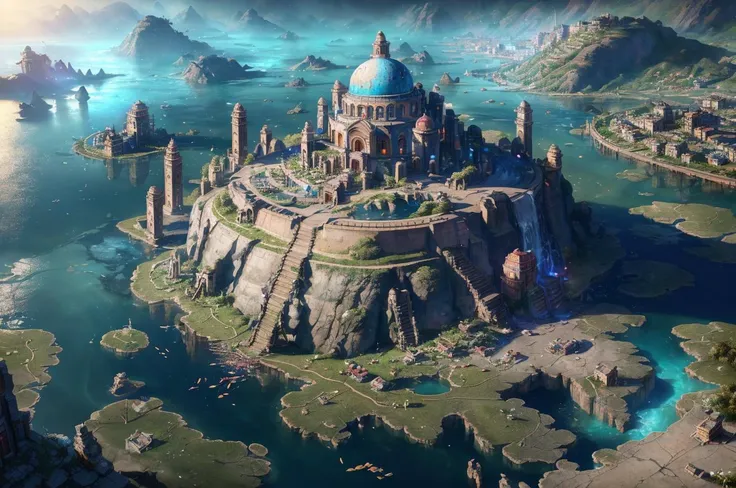 (8k, RAW photo, best quality, masterpiece:1.2), (realistic, photo-realistic:1.37), octane render, ultra high res, ultra-detailed , professional lighting, photon mapping, radiosity, physically-based rendering, ue5, ((island sanctuary)), ((ancient fallen kingdom)), ((reflections in water)), ((raytracing)), ((drowned city)), (depth of field), landscape, <lora:PAseerV1:1>