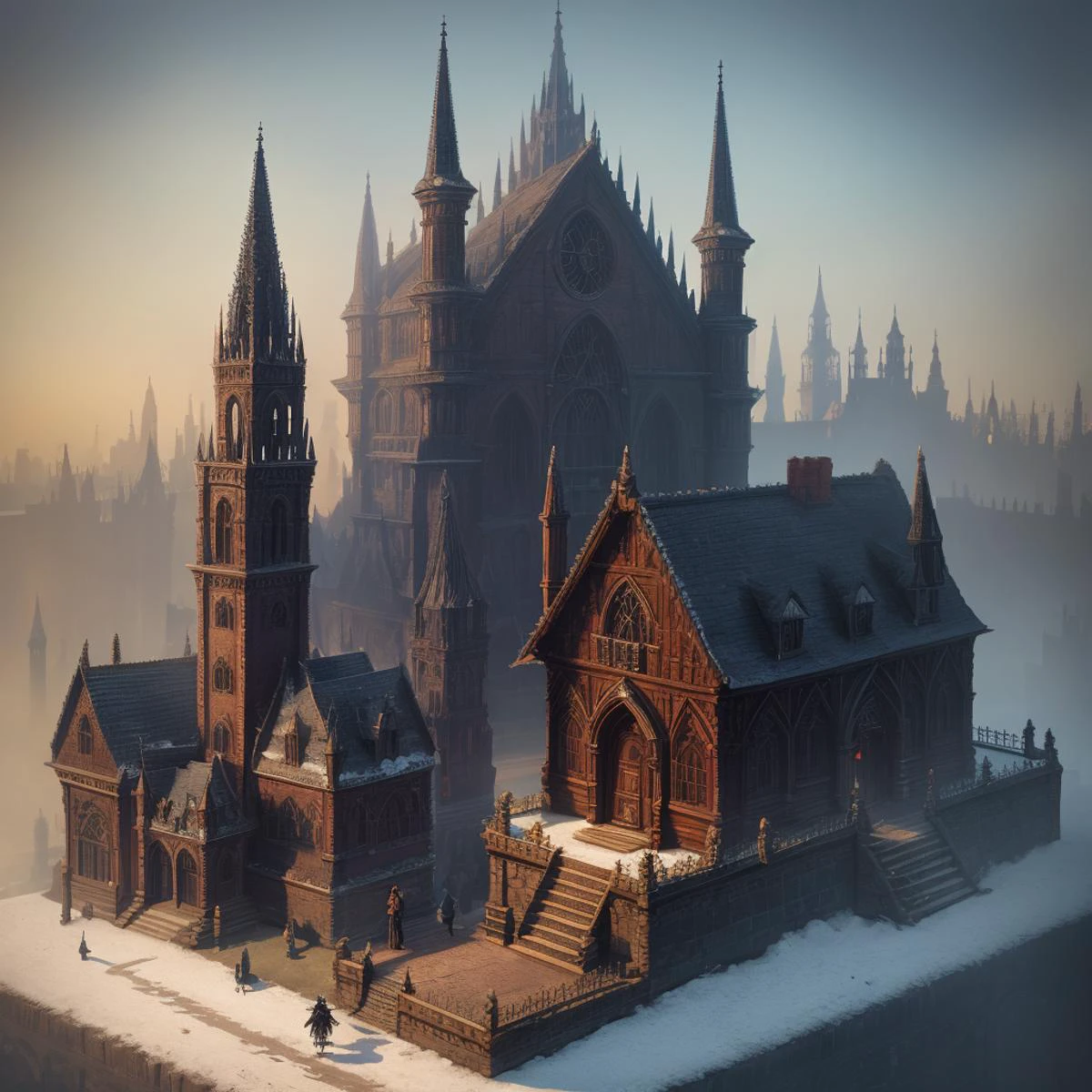 <lora:miniaturemaps_last:0.8> isometric style, vibrant, crisp, ntricate, detailed, <lora:Bloodborne:0.2>, Bloodborne