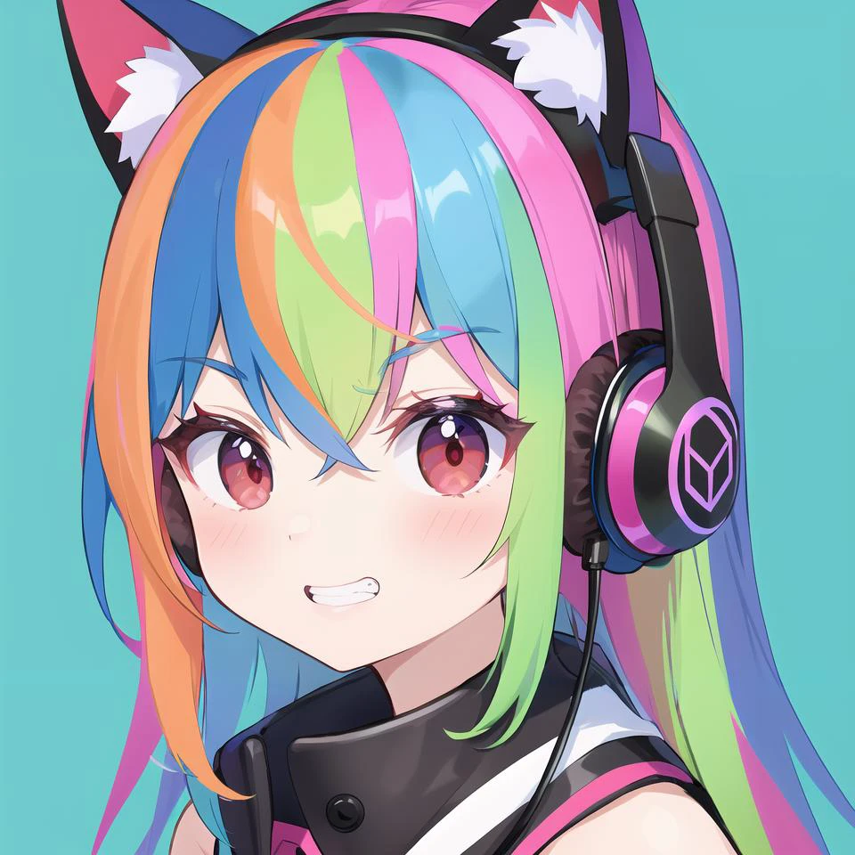 1girl, colourful hair,red eyes, smirk,portrait, lip,teeth,cute,makeup,smile,_girl,cat_ear_headphones,
masterpiece,best quality,ultra_detailed,highres,absurdres, <lora:vectorer:1> ,,<lora:colourful hair:0.8> ,<lora:add some details:0.3>
BREAK,KK,KK,KK,KK,KK,KK,KK,KK,KK,KK,KK,KK,KK,KK,KK,KK,KK,KK,KK,KK,KK,KK,KK,KK,KK,KK,KK,KK,KK,KK,KK,KK,KK,KK,KK,KK,KK,
