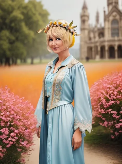 (ravishing),primer,tired (blonde:1.2) pinar_aylin in (jacket dress,pajamas,spider-woman costume),(standing:1.2),intricate detail,(pixie bob,feather bangs:1.2),(flower crown:1.2),(arms behind back:1.2),outside (planet,Edwardian architecture:1.2),twightlight,(skin details:1.2),(skin pores:1.2),art by (Bruce Pennington),Canon EOS R Mirrorless Camera,trending on 500px,12k resolution,<lora:pinar_aylin-000008:0.8>,