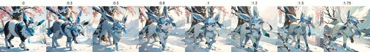 <lora:glaceon-v3-000024:0> glaceon,full body,snow,animal nose,no humans, tree, (masterpiece, best quality,absurdres: 1.2),, masterpiece,best quality,ultra-detailed,very detailed illustrations,extremely detailed,intricate details,highres,super complex details,extremely detailed 8k cg wallpaper, perfect hands,