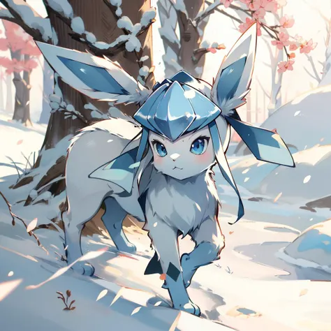 <lora:glaceon-v3-000024:1> glaceon,full body,snow,animal nose,no humans, tree, (masterpiece, best quality,absurdres: 1.2),, masterpiece,best quality,ultra-detailed,very detailed illustrations,extremely detailed,intricate details,highres,super complex details,extremely detailed 8k cg wallpaper, perfect hands,