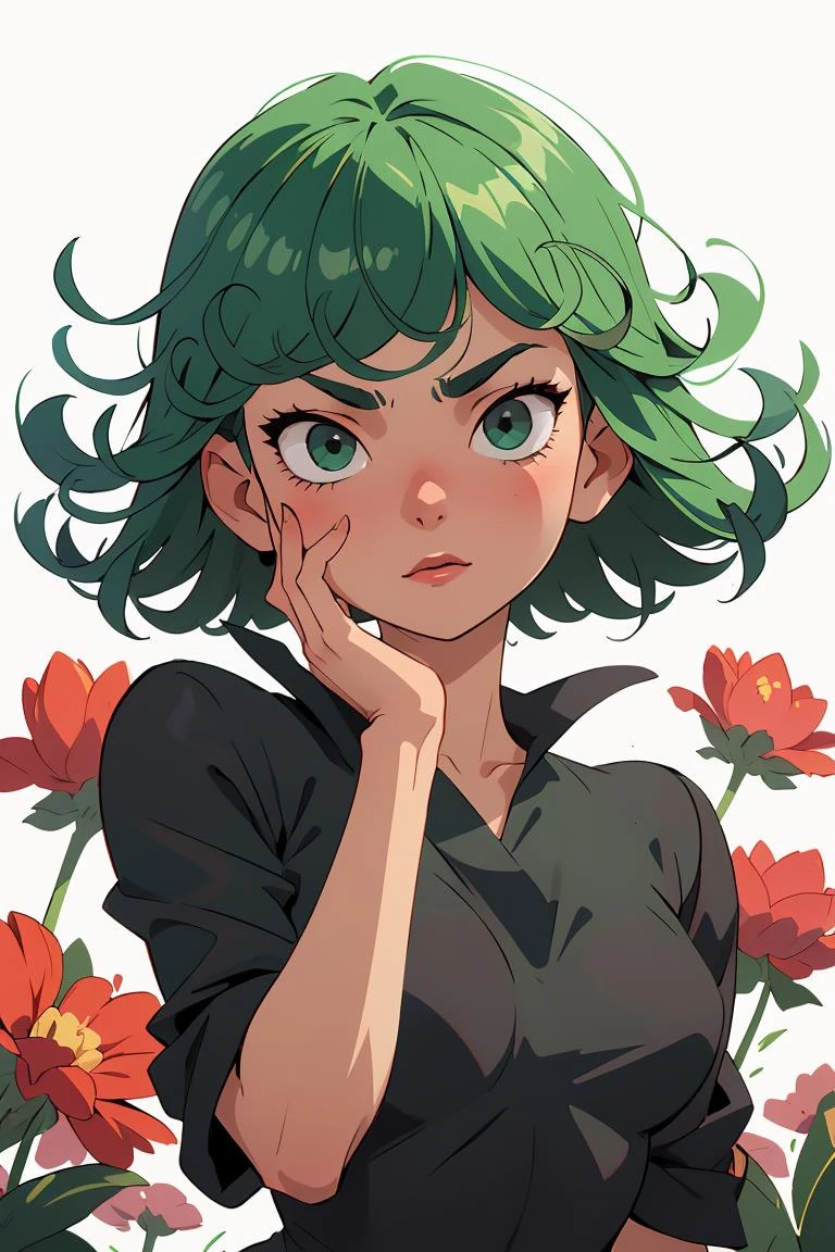 (masterpiece, best quality), 1girl, beautiful face, <lora:tatsumaki:1> tatsumaki, dress, black dress, no panties
