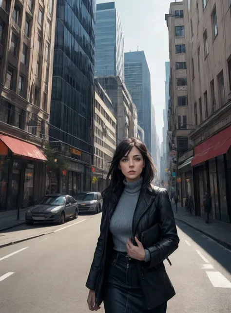 woman, city