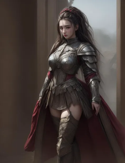 Ultra-realistic 8k CG, masterpiece, best quality, (very detailed face),masterpiece, best quality, 1girl, colorful, (full body, wide shot), <lora:more_details:0.8> <lora:Fan_Warrior:0.8> war_glam armor, wearing fanbingbing fashion