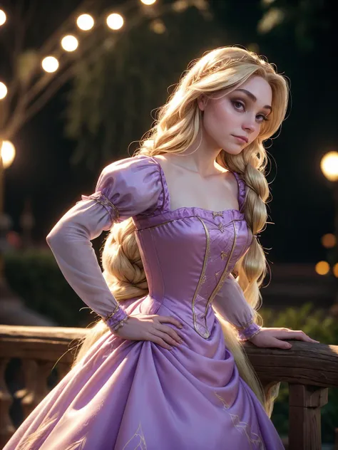 RAW photo, (disney Rapunzel:1.2), dress, bokeh, highly detailed skin, photo, 35mm photograph, film, professional, 4k, highly detailed