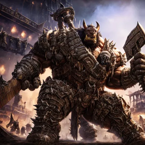 Masterwork Painting, Magnum Opus,
<lora:OrcWarrior:0.8> orcw , holding crude axe, massive pauldron, battle stance,
<lora:Biomechanicals_v2_lora1500:0.75> hnsrdlf style, fused flesh,
highres, 8k, uhd, High Dynamic Range, tonemapping, crisp details, intricate details, fine details