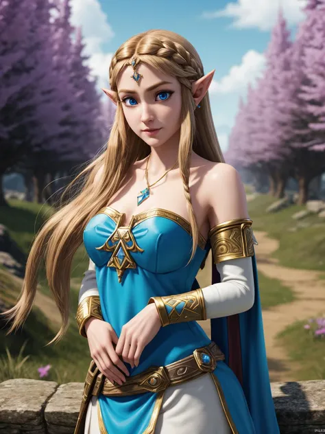 princess zelda, (highly detailed, detailed background, high quality, masterpiece, 4k:1.1)