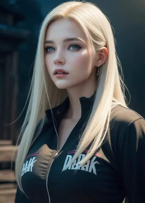 (in the dark:1.6), Hyperrealist portrait of female ,fantasy art, photo realistic, dynamic lighting, waifu instagram,artstation, poster, volumetric lighting, very detailed faces, 4 k, award winning, 1girl, in the dark, deep shadow, low key,cowboy shot,(official clothing:1.4) ,long hair,white hair,